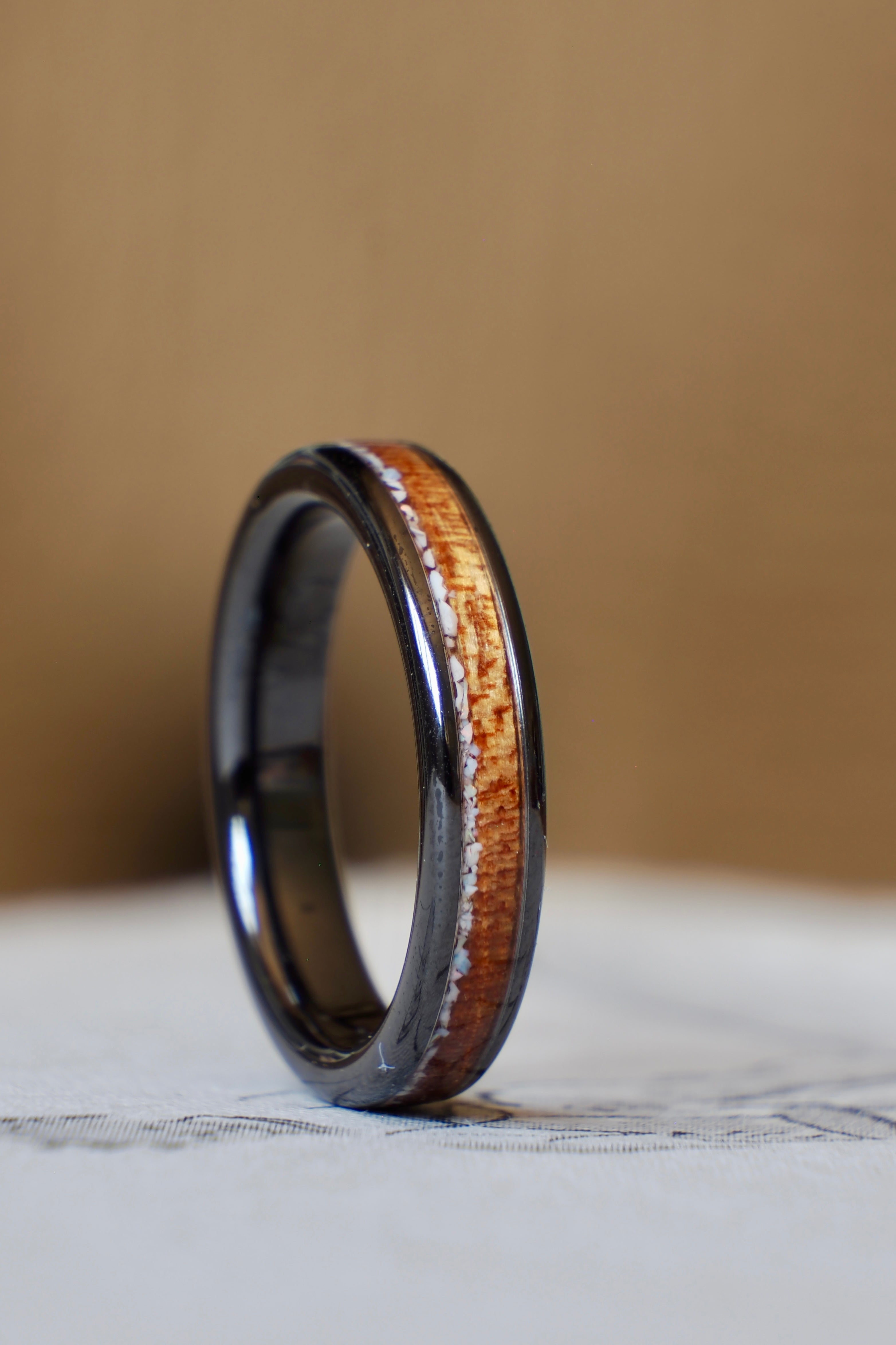 Sapele Mahogany + Ceramic & Natural White Opal