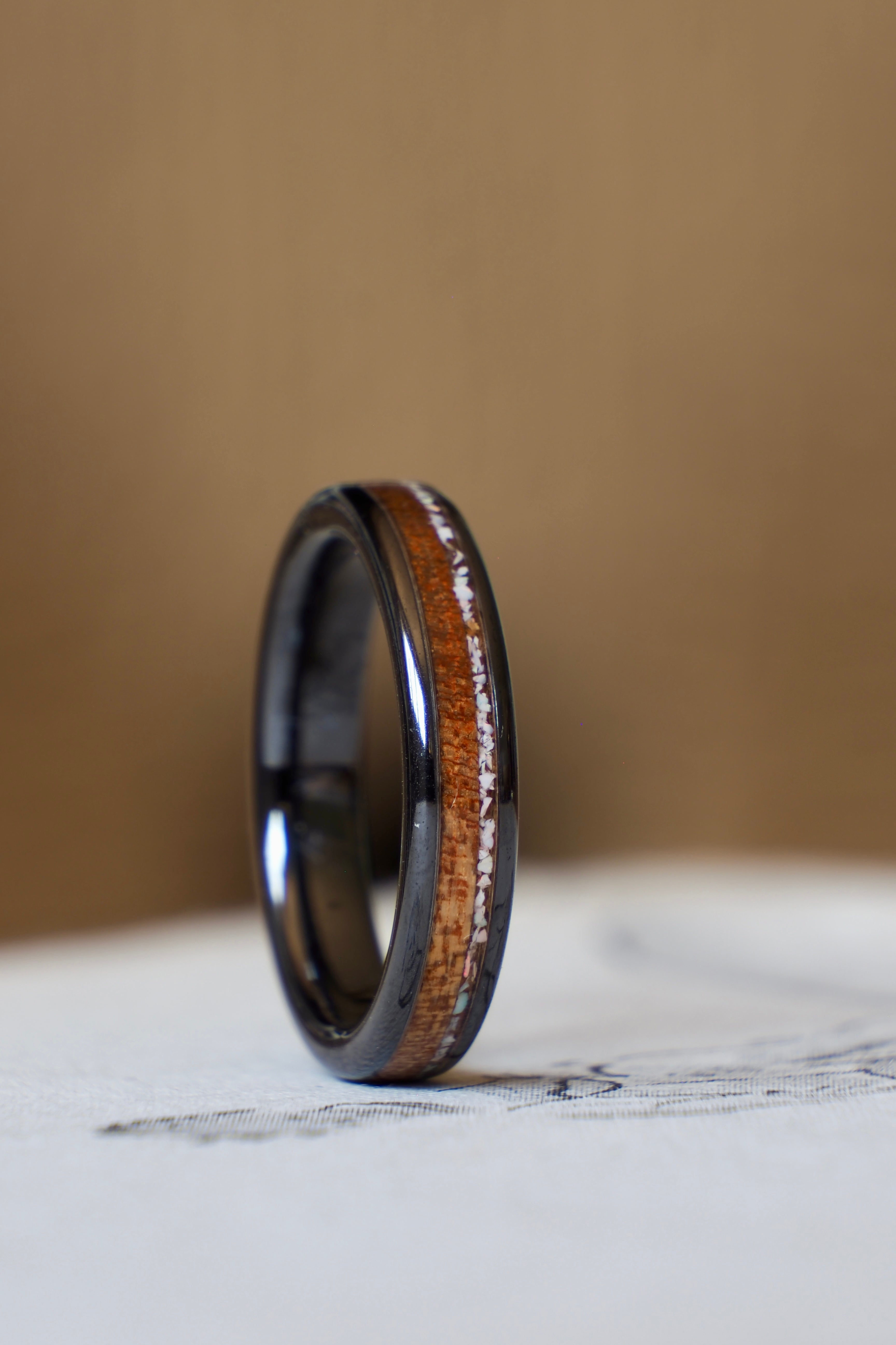 Sapele Mahogany + Ceramic & Natural White Opal