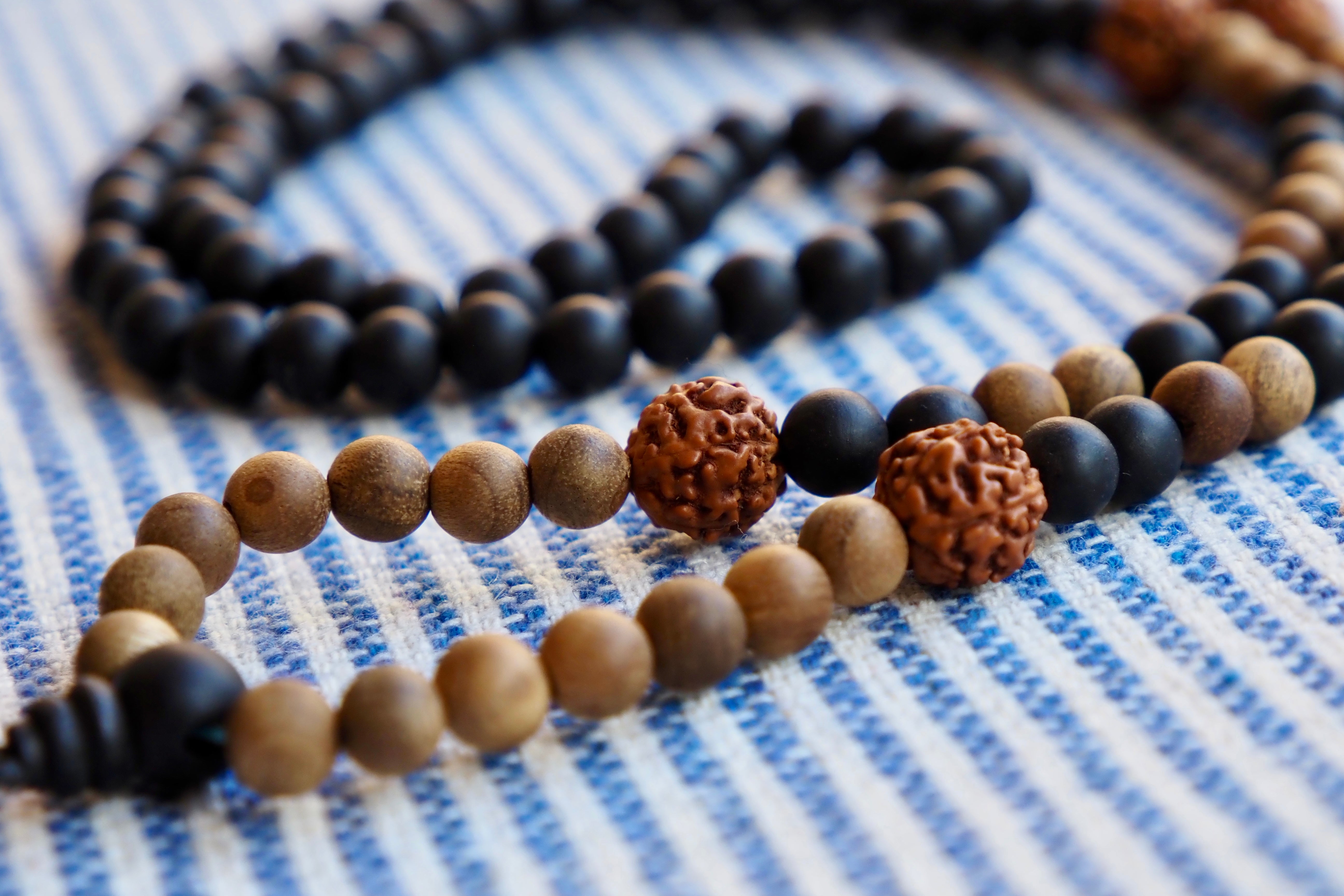 Agarwood, Ebony & Rudraksha Mala Necklace
