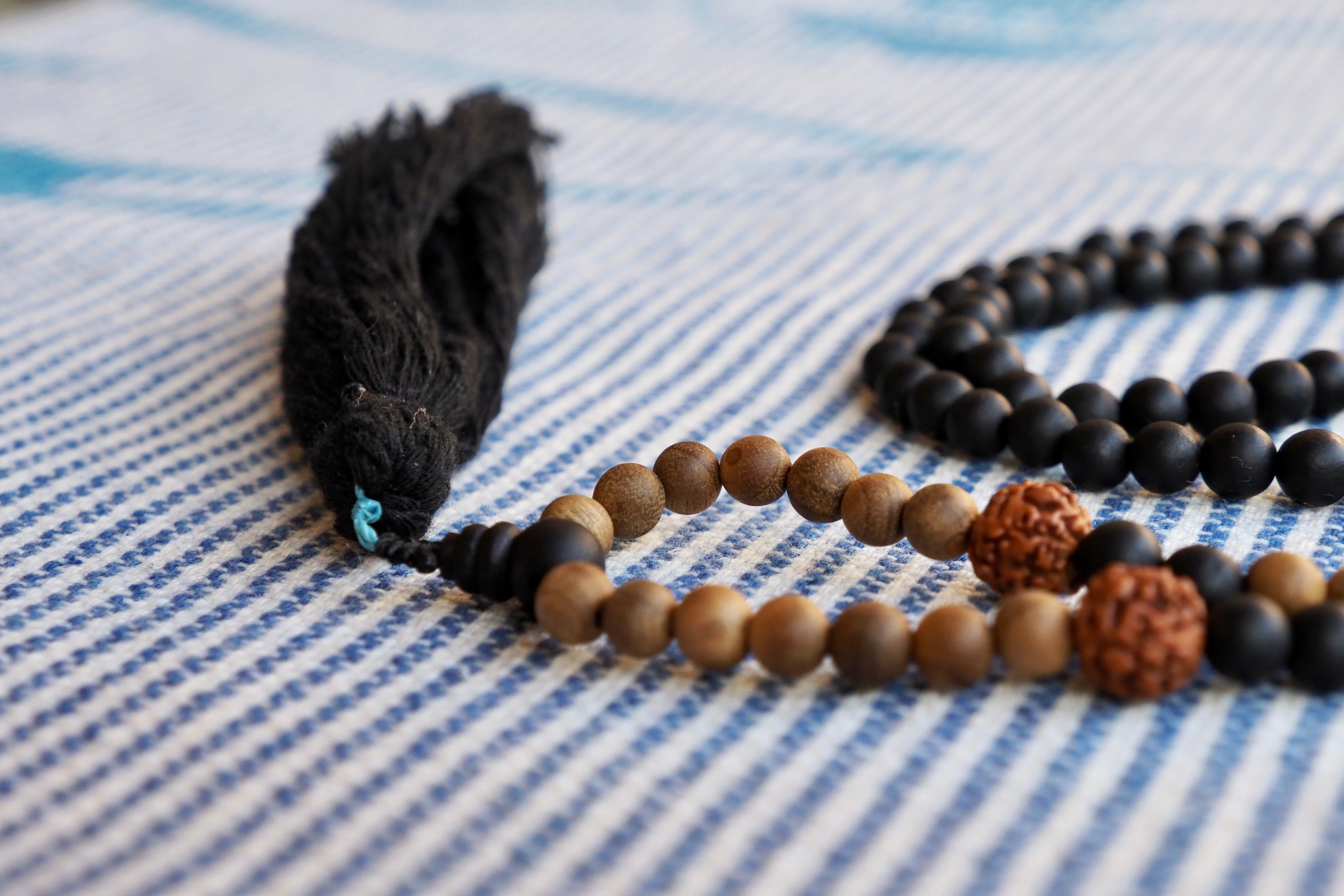 Agarwood, Ebony & Rudraksha Mala Necklace