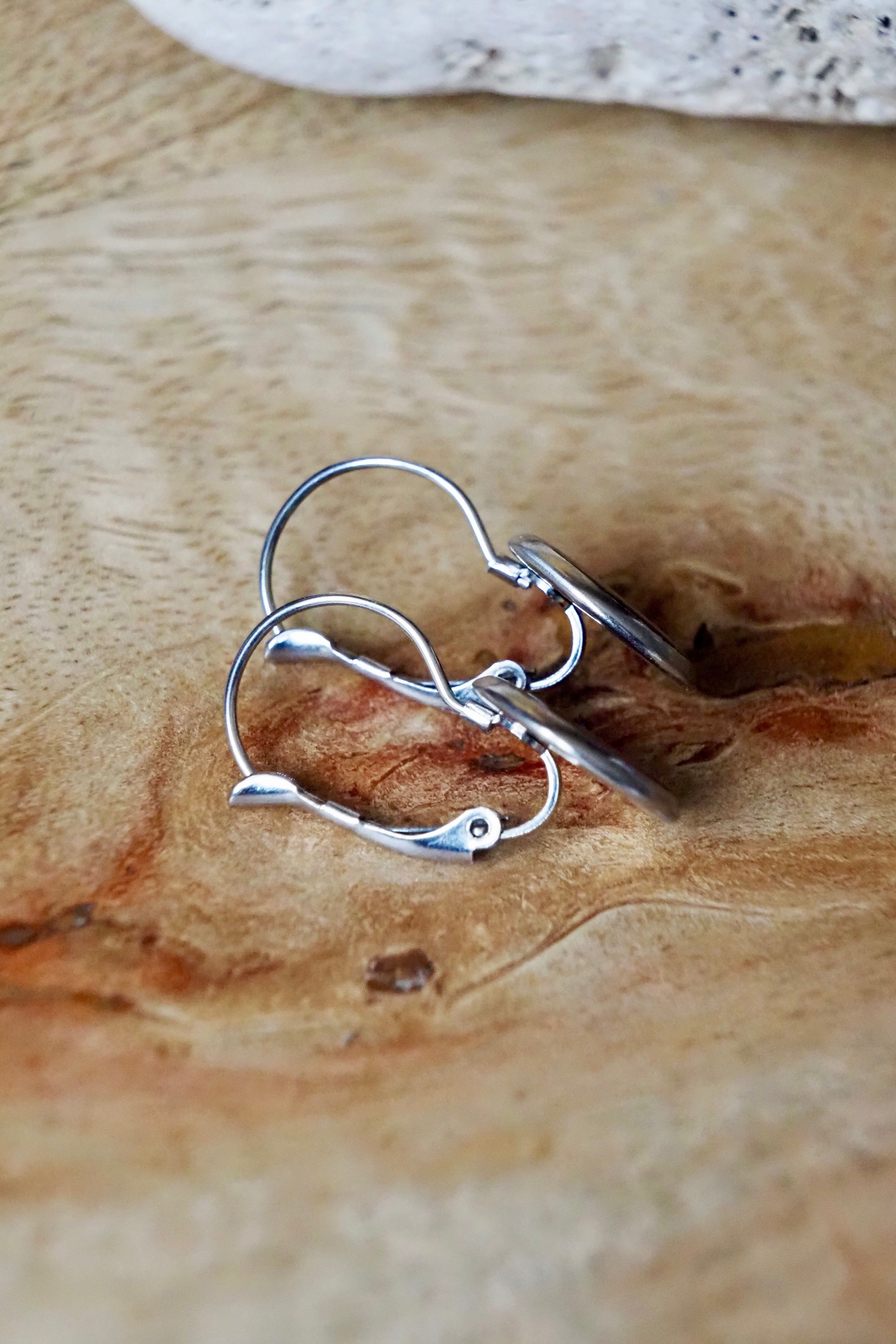 Wood Inlay French Lever Earrings