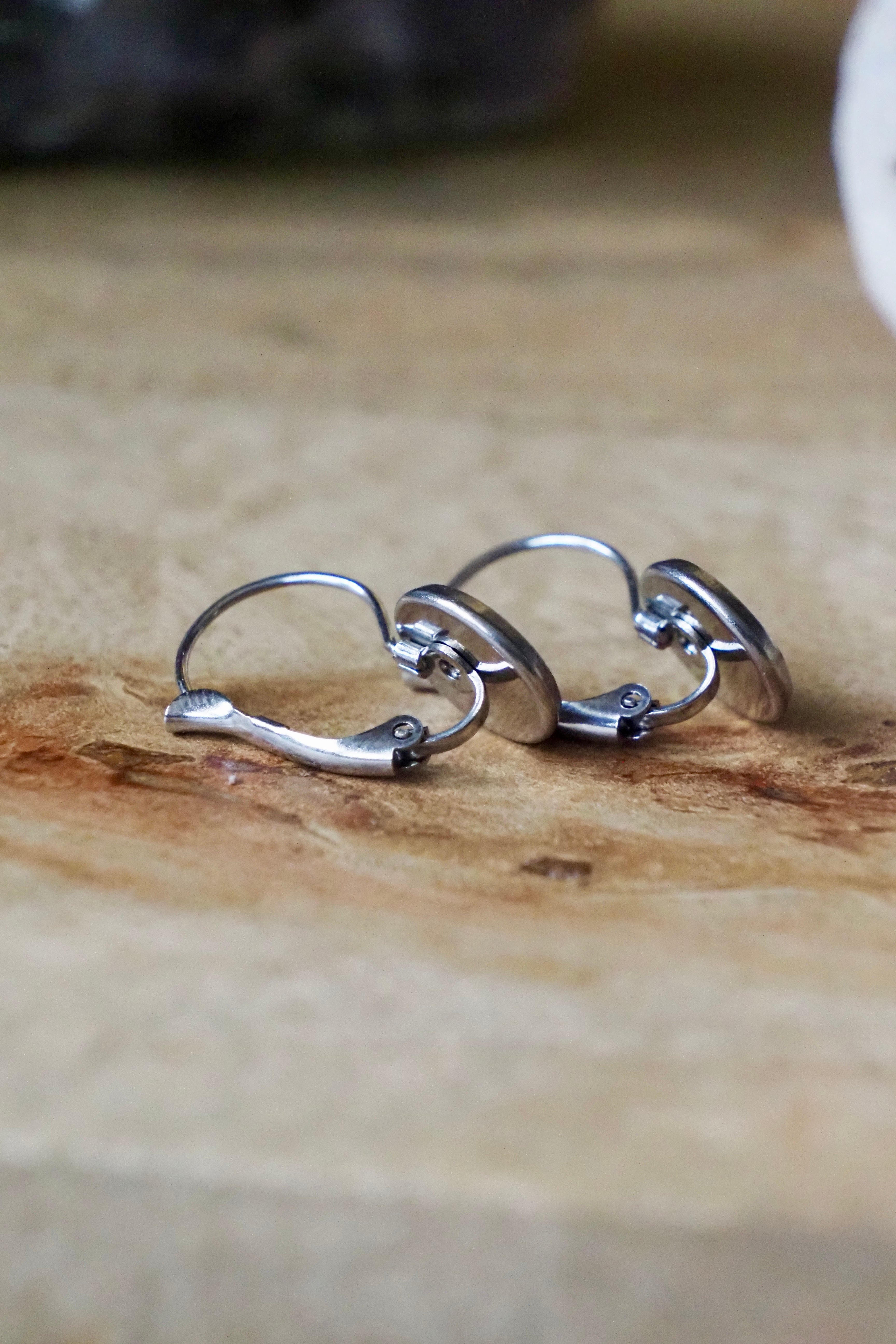 Wood Inlay French Lever Earrings