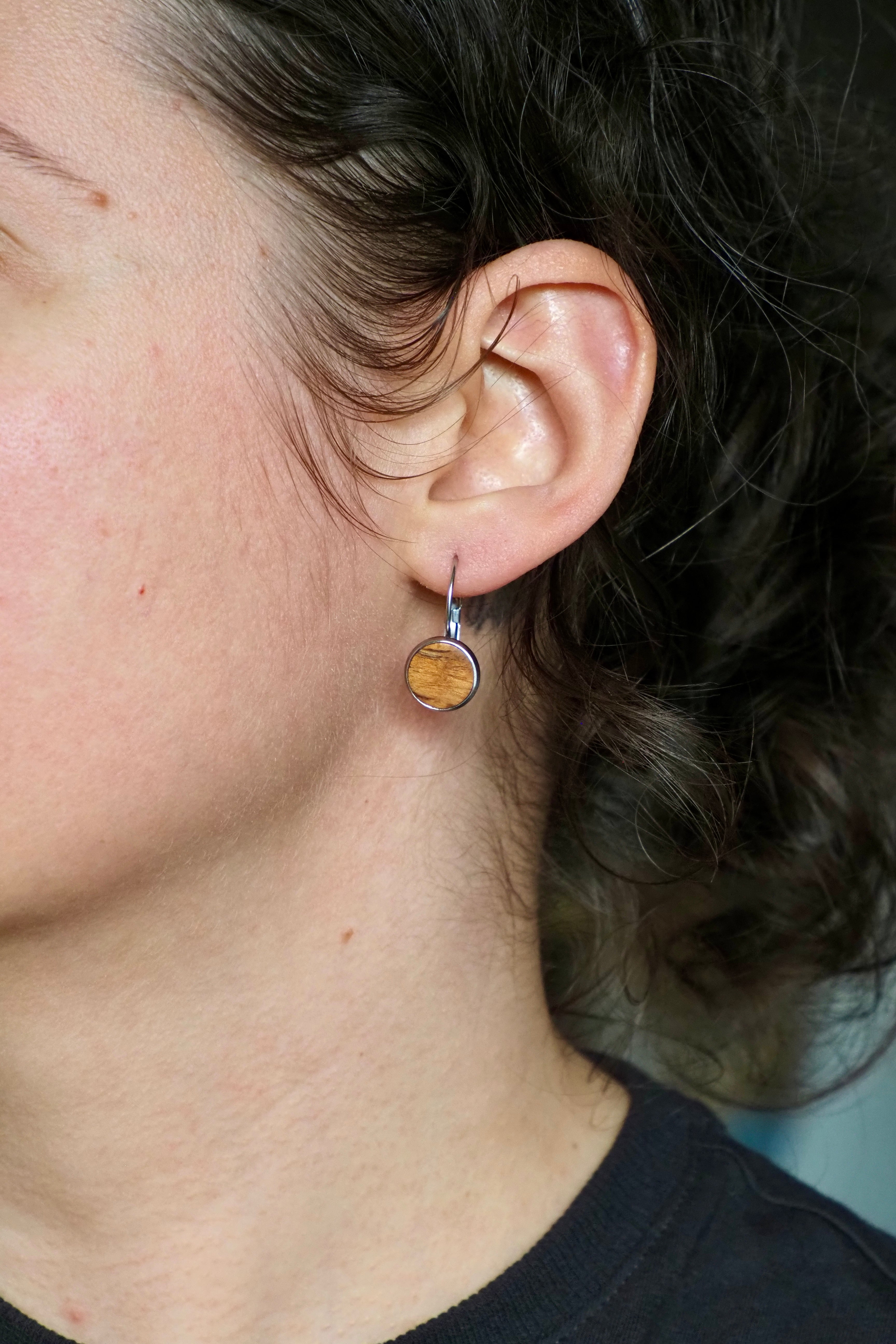 Wood Inlay French Lever Earrings