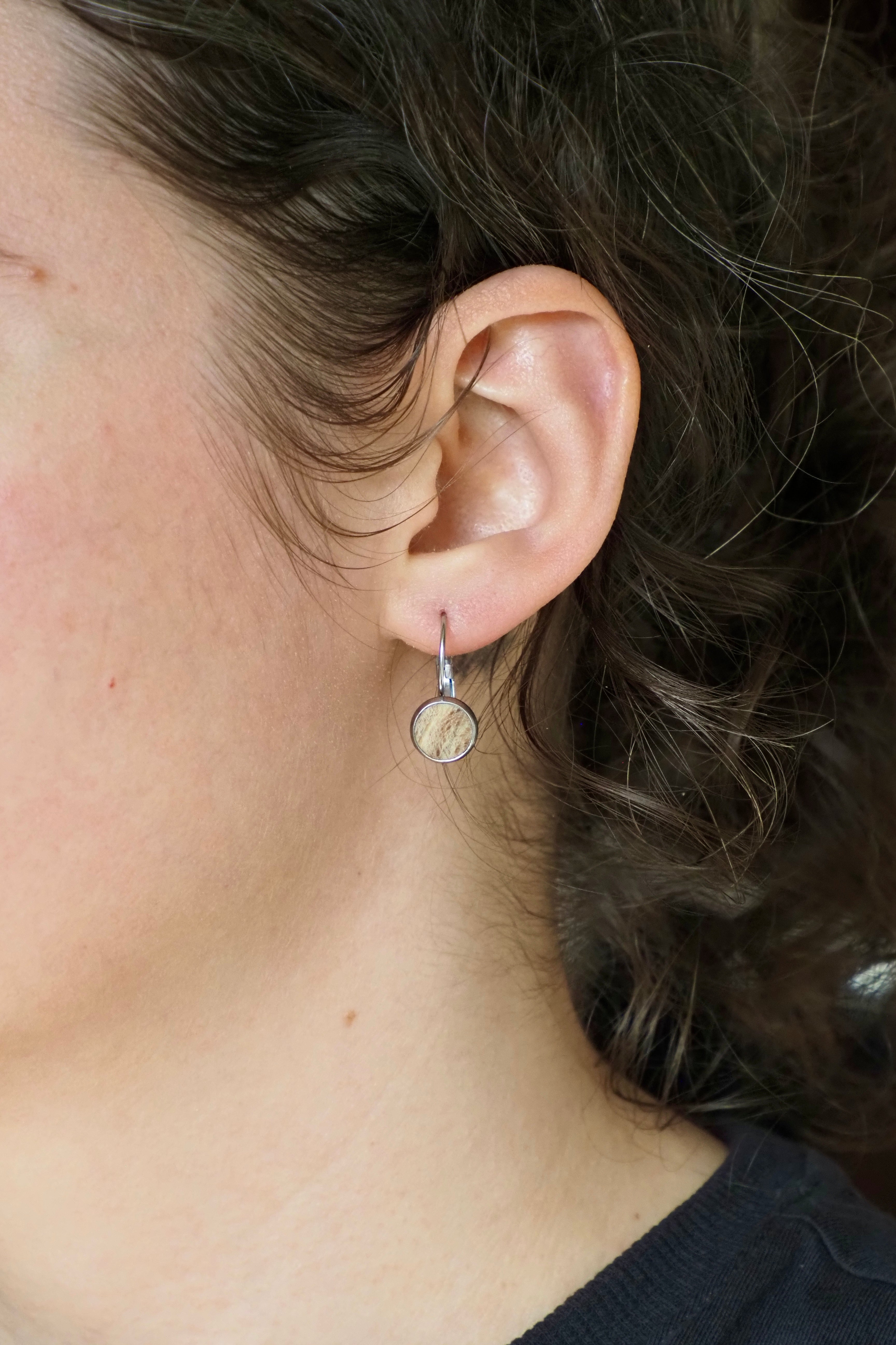 Wood Inlay French Lever Earrings