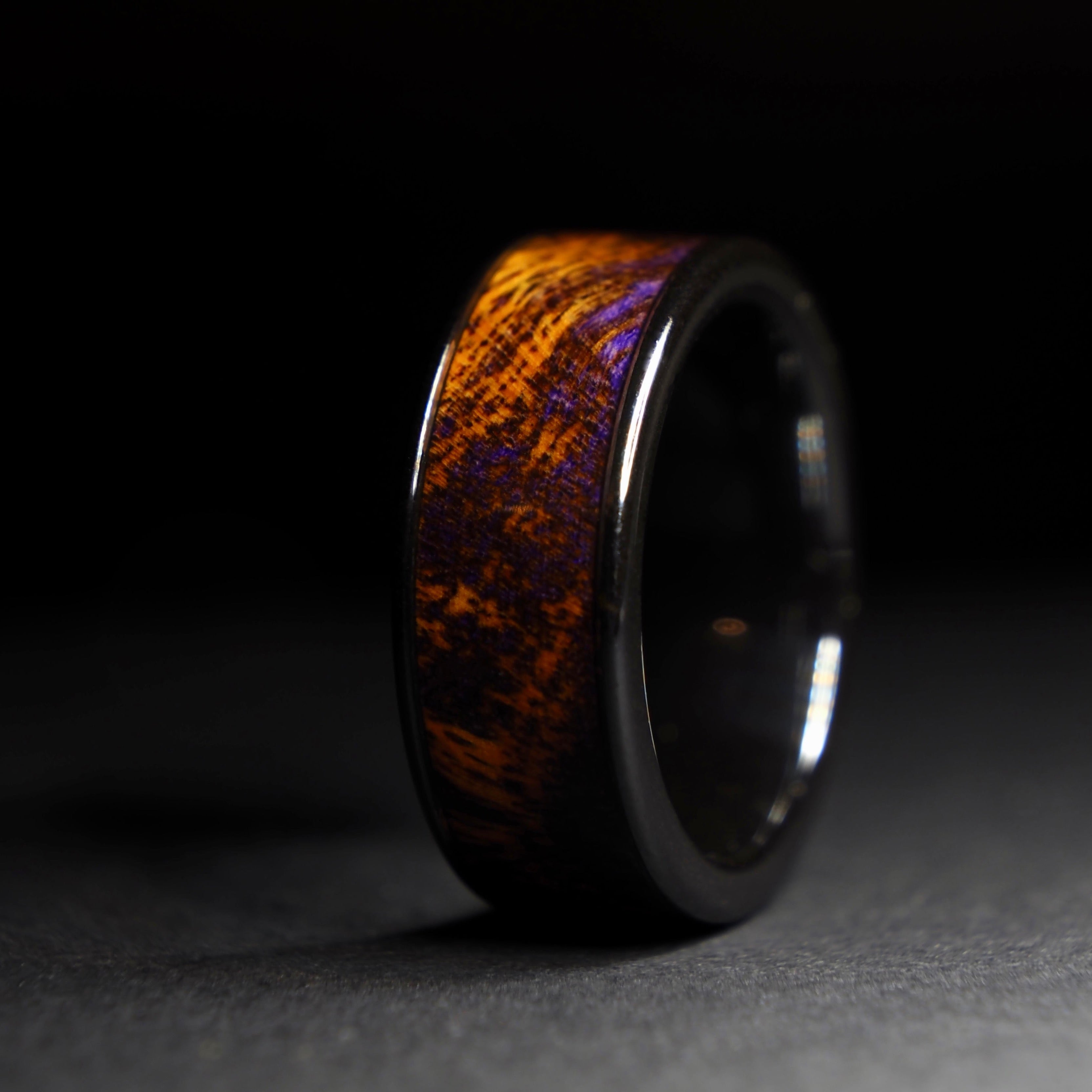 Acero arancione e viola + ceramica – Woodfox Rings