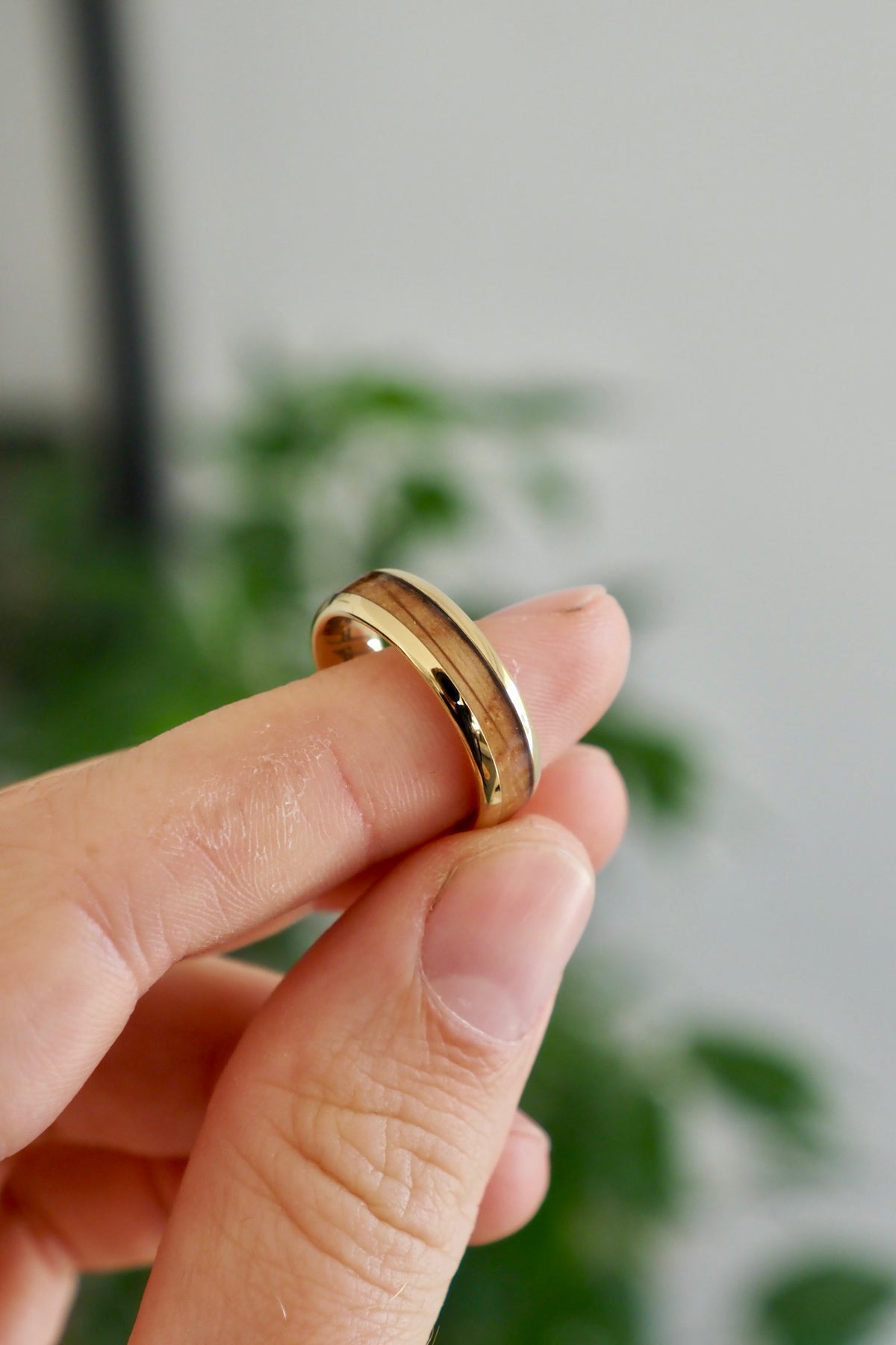 Whiskey Oak + Gold Tungsten (Engraved)
