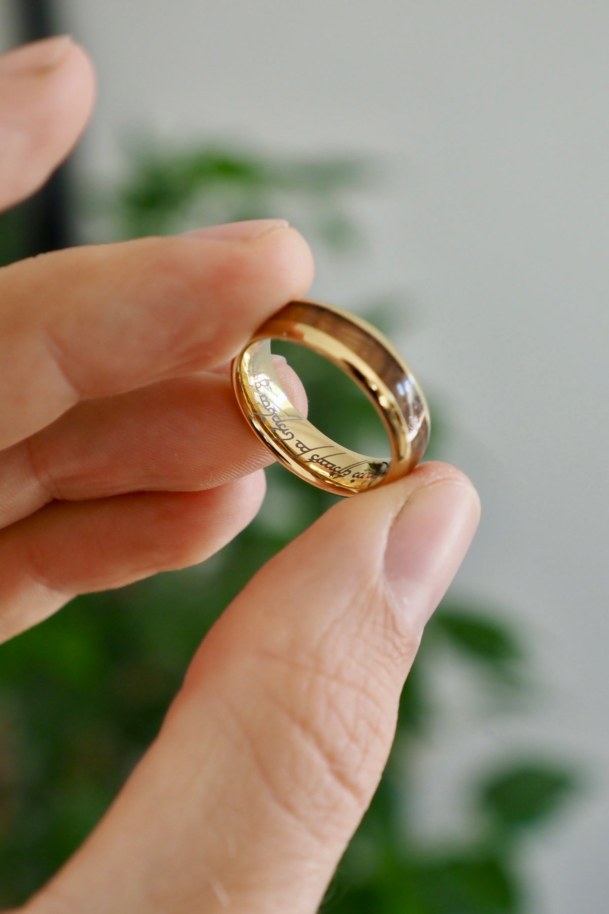 Whiskey Oak + Gold Tungsten (Engraved)