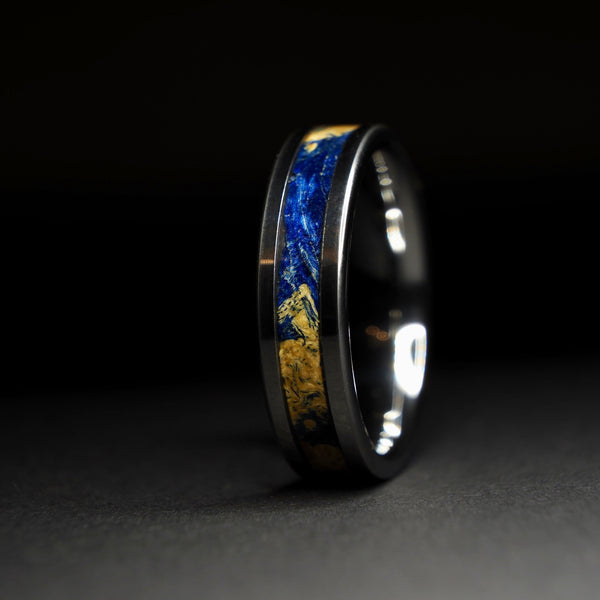 Men's Wooden Ring In Titanium, Cocobolo, And Lapis Lazuli